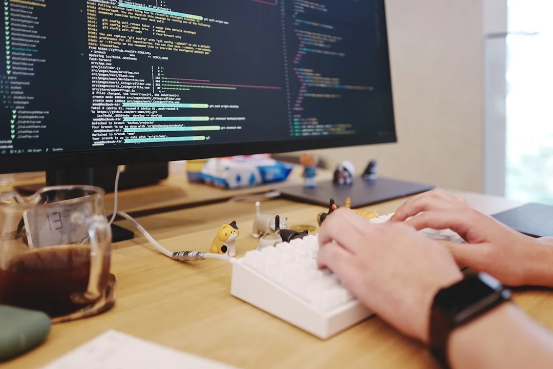 A modern computer screen displaying web design work, showcasing creative visuals in a workspace.